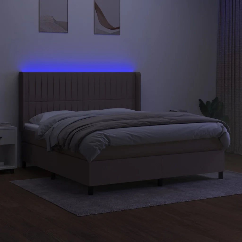 Letto a Molle con Materasso e LED Tortora 180x200 cm in Tessutocod mxl 75343