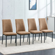 Set 4 Sedie da Pranzo ¨C MINIMAL ¨C Tessuto Tecnologico Marrone, Gambe in Metallo Nero
