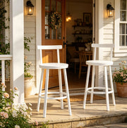 Set di 2 sgabelli da bar bianchi con schienale in MDF