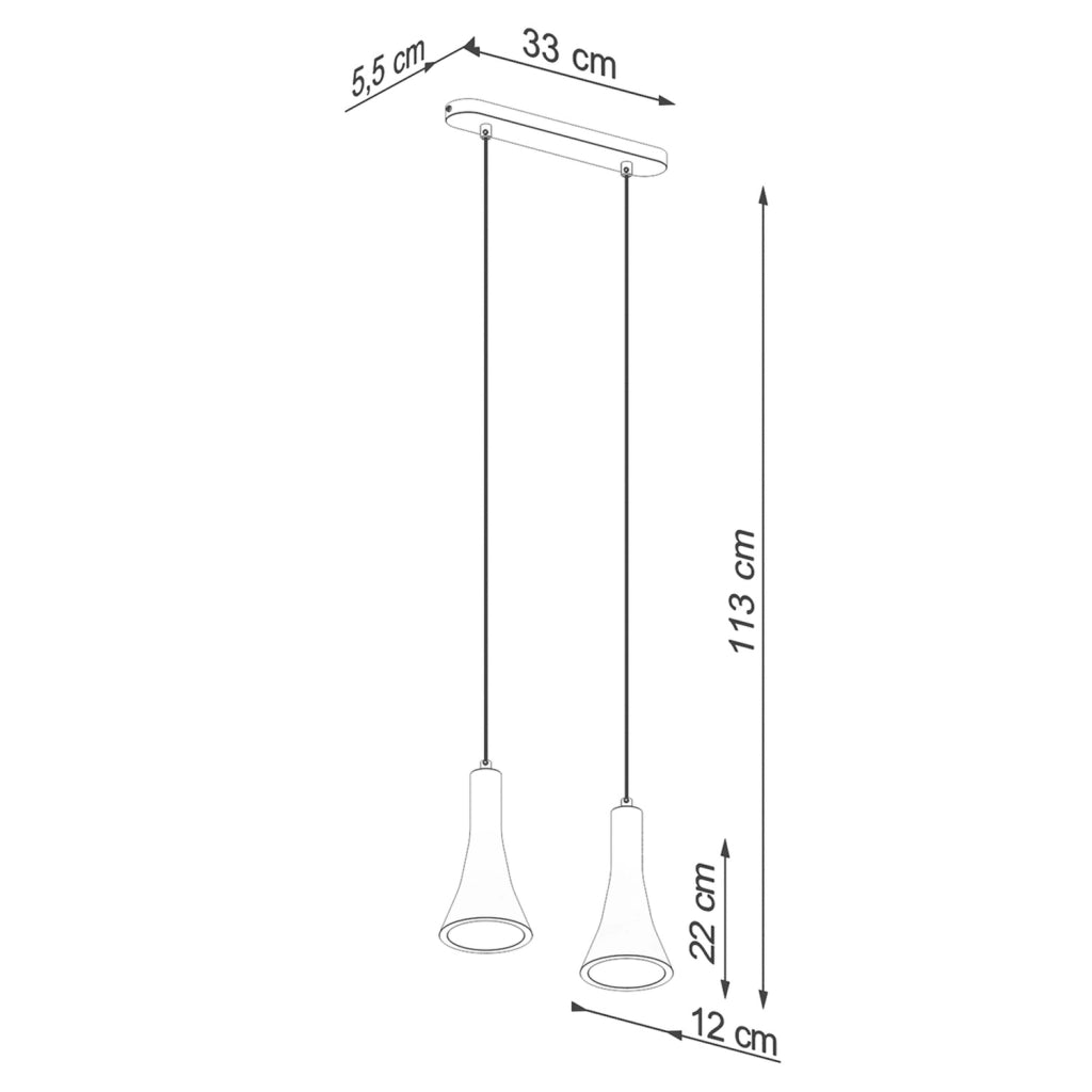 Lampada sospesa CALIDA cemento grigio doppia 2xE14 Pure Lume