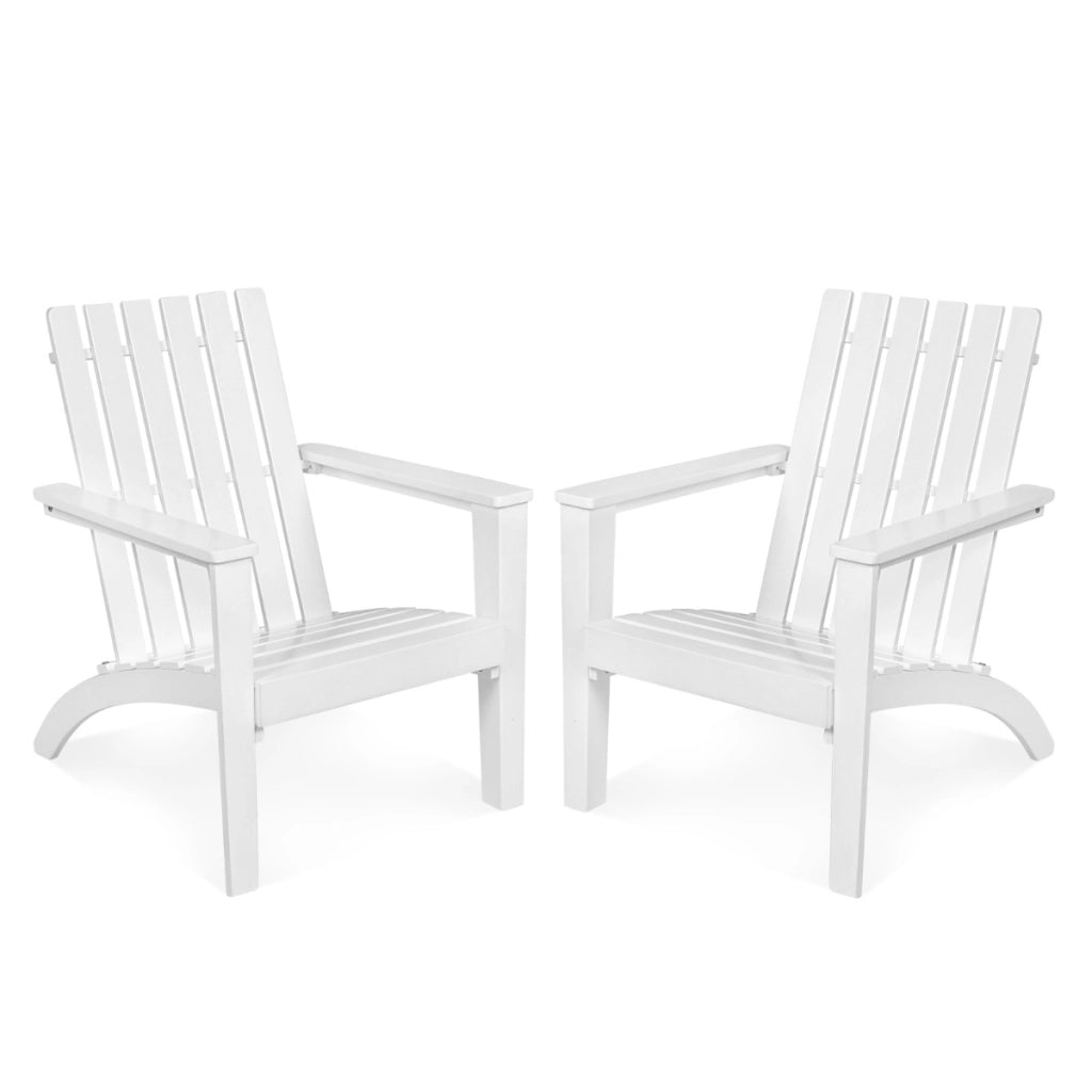 Sedia Adirondack ergonomica di legno da esterno, Poltrona di acacia per cortile piscina balcone giardino Bianco-Poltrone e sdraio