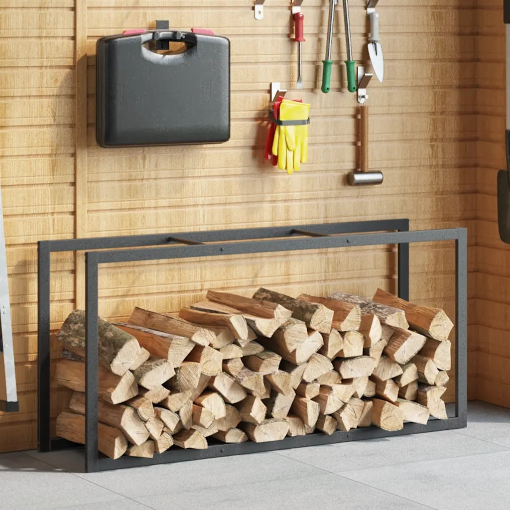 Rastrelliera per Legna da Ardere Nera 55x30x116 cm in Acciaio 4018465