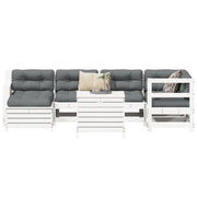 Set Divani da Giardino 7 pz Bianco in Legno Massello di Pinocod mxl 116948