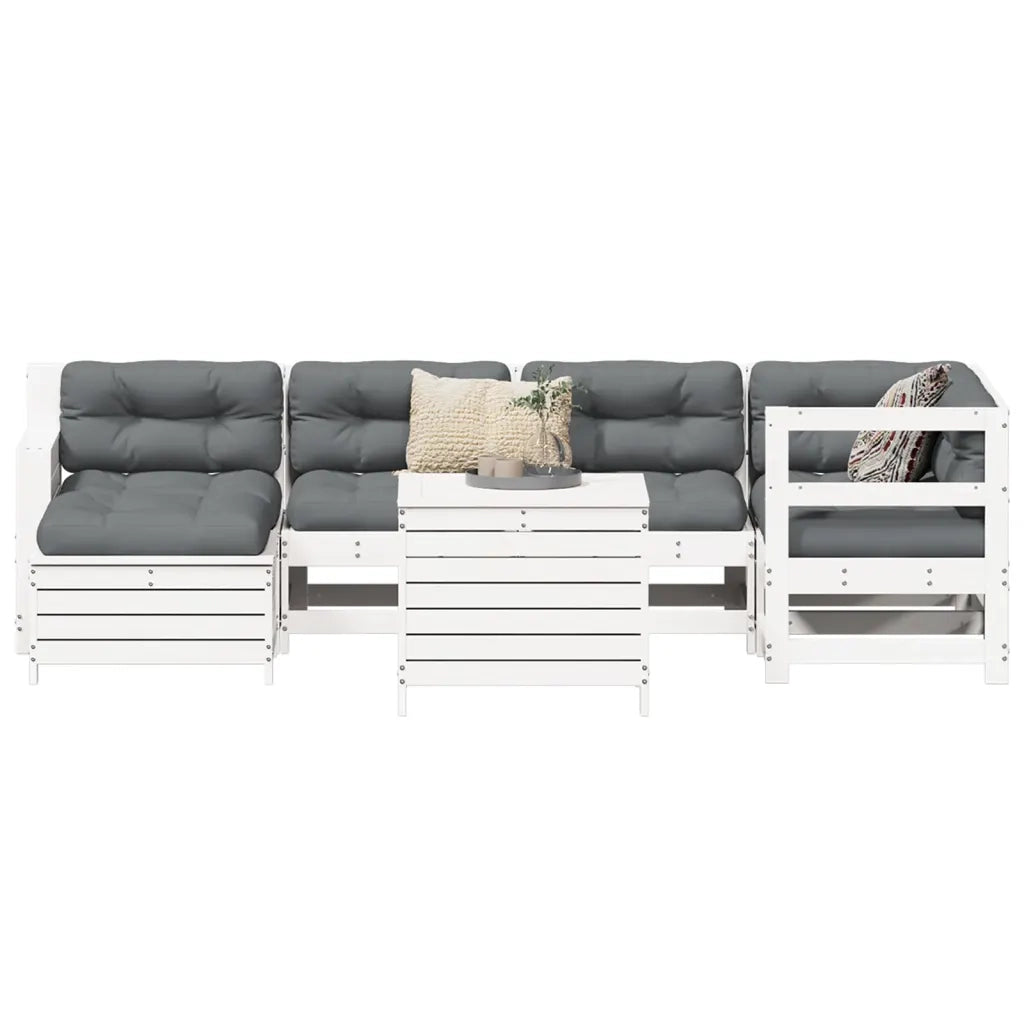 Set Divani da Giardino 7 pz Bianco in Legno Massello di Pinocod mxl 116948
