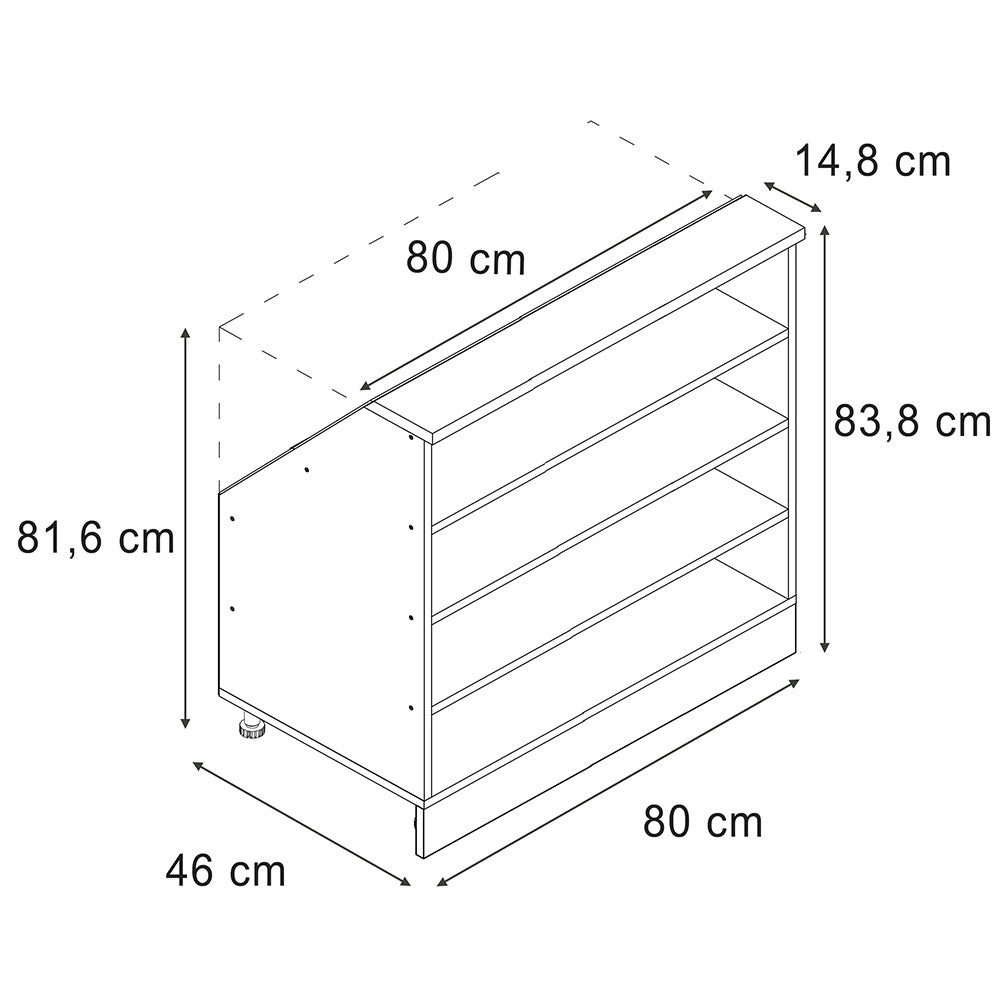 Mobile sottotetto Rion Antracite/Antracite 80 x 83.8 cm con 4 scomparti Vicco