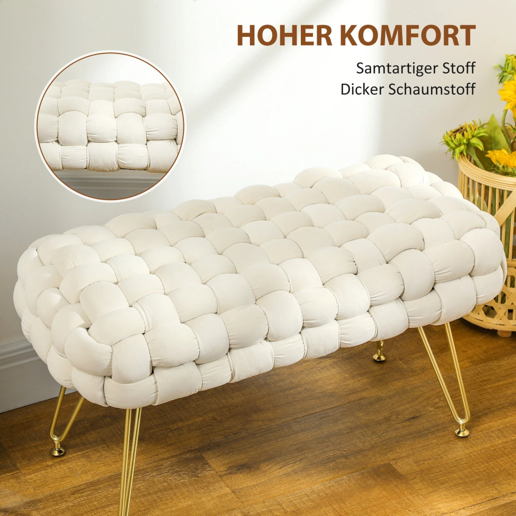 Pouf imbottito con gambe in metallo ¨C zephmum ¨C crema