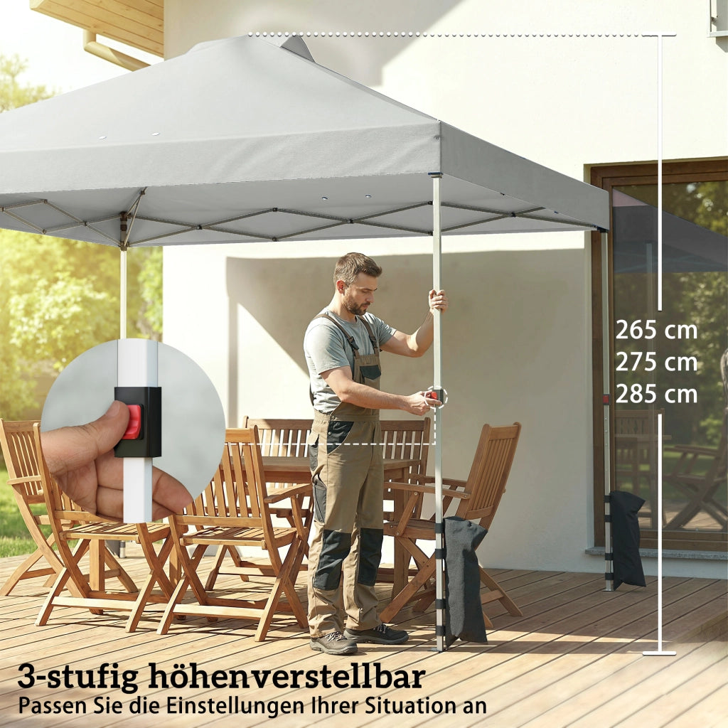 Pavillon pieghevole 3x3 m con 3 pareti ¨C zephmum ¨C grigio chiaro