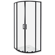 Box Doccia Semicircolare Vetro Temperato Doppia Porta nero 80 x 80 x 185 cm bagno