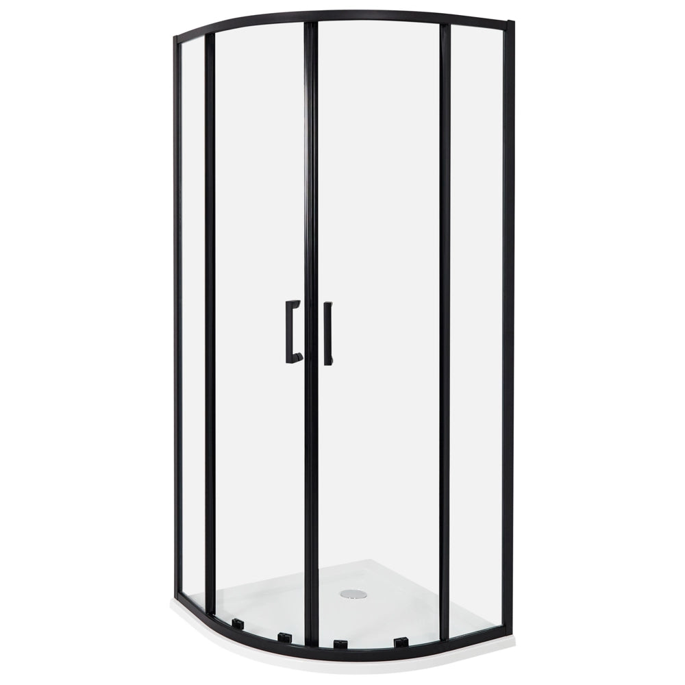 Box Doccia Semicircolare Vetro Temperato Doppia Porta nero 80 x 80 x 185 cm bagno
