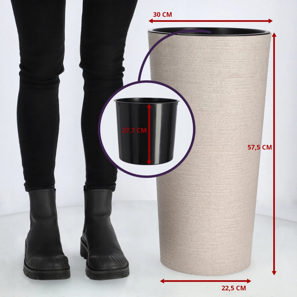 Vaso da fiori KADAX, coprivaso, alto, 57 cm, con inserto, per soggiorno, beige