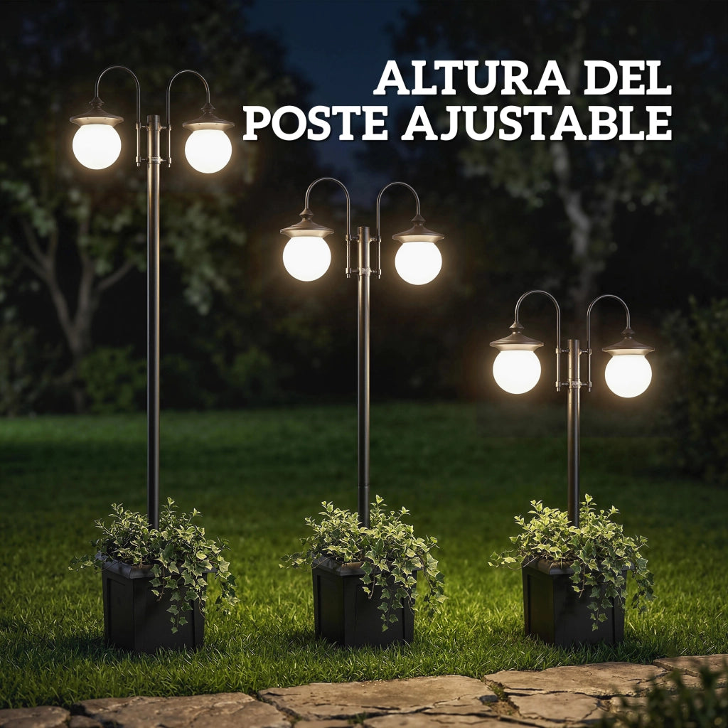 Lampada Solare da Giardino con Vaso ¨C zephmum ¨C 2 Luci IP44 Regolabile