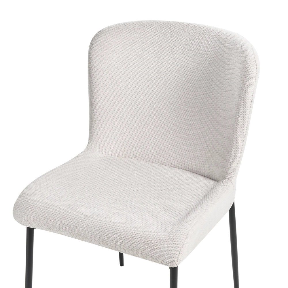 Set di 2 sedie da pranzo in tessuto poliestere con texture a maglia bianco soggiorno e camera da letto
