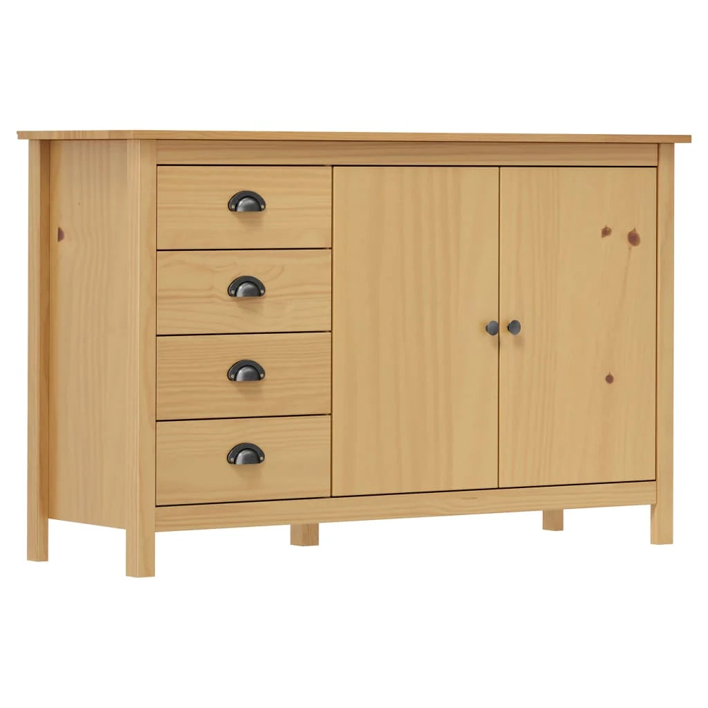 Buffet credenza cassettiera armadio mobile contenitore organizer per cucina soggiorno salotto Hill 130 x 40 x 80 cm legno massello di pino marrone 02_0035677