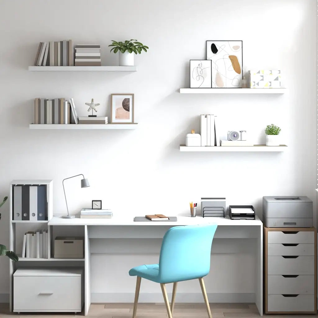 Scaffali a Parete 4 pz Rovere e Bianco 90x23,5x3,8 cm in MDF cod mxl 32826