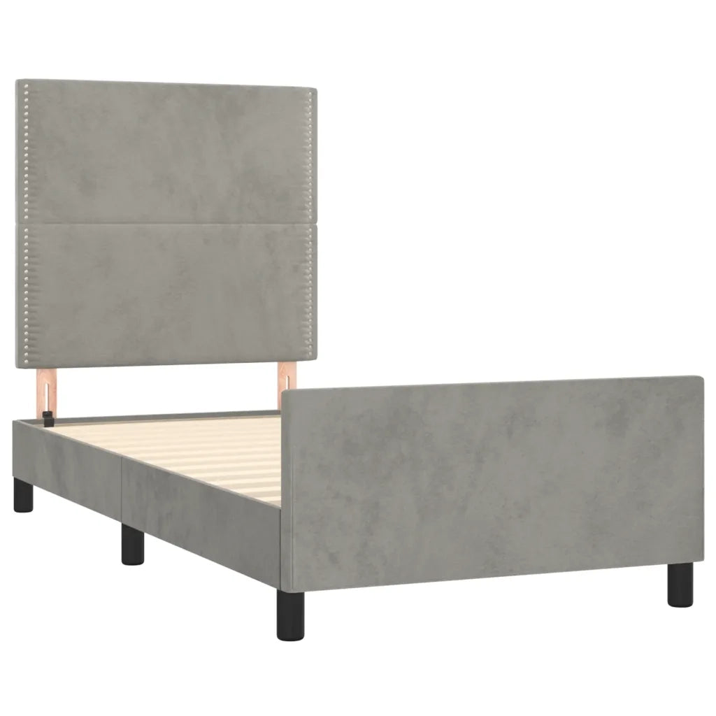 Giroletto senza Materasso Grigio Chiaro 100x200 cm Velluto