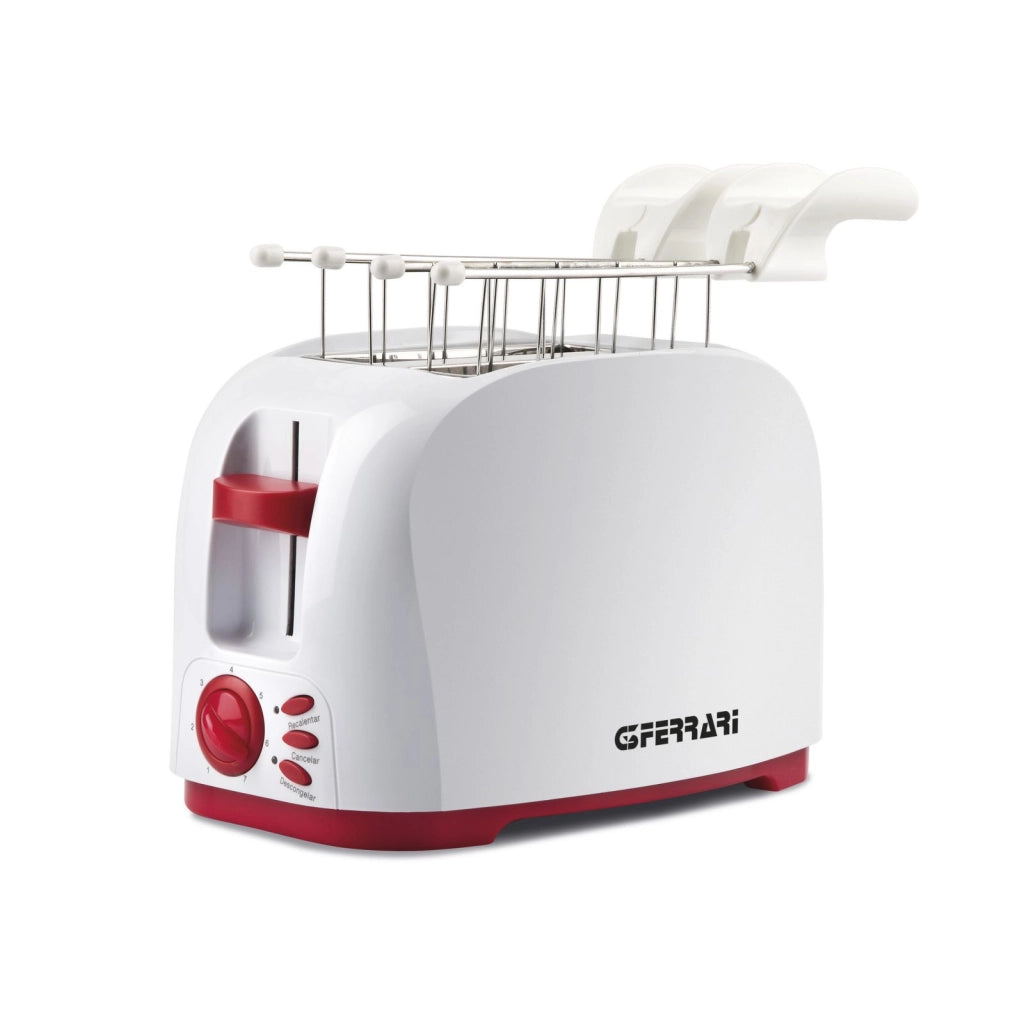 G3 ferrari g10179 tostapane to-stàr, 800 watt, pinze inox, ampie fessure per toast farciti, vassoio raccogli briciole, 7 livelli di cottura, bianco