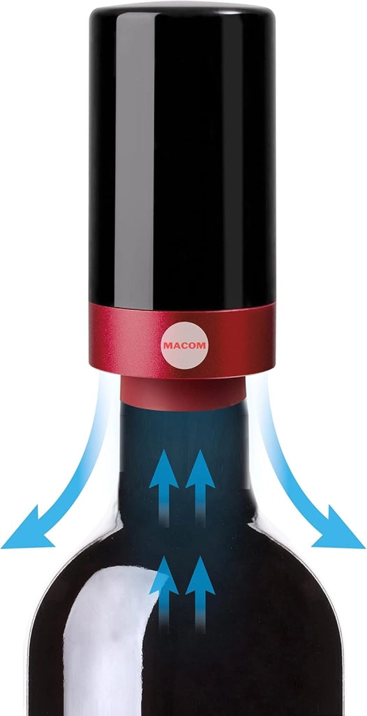 Macom just kitchen 953 sigiller wine sottovuoto automatico per bottiglie di vino, nero e rosso
