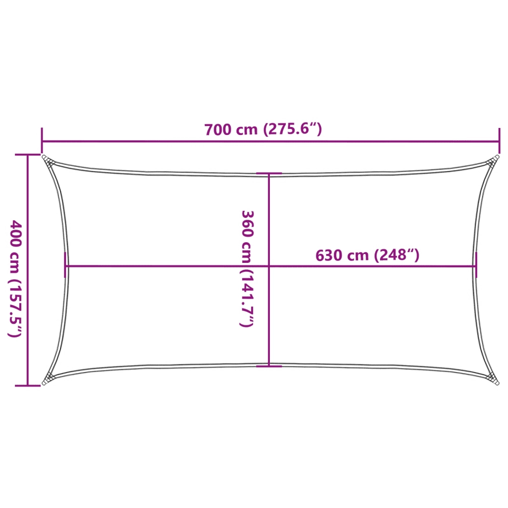 Vela Parasole 160 g/m² Verde Scuro 4x7 m in HDPE 311465