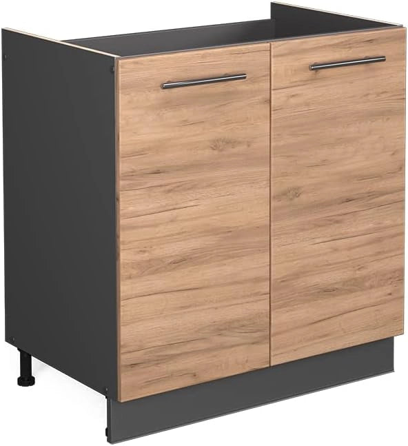 Mobile lavello cucina Fame-Line, Quercia dorata, 80 cm senza piano di lavoro, per la combinazione con altri moduli della serie Fame-Line