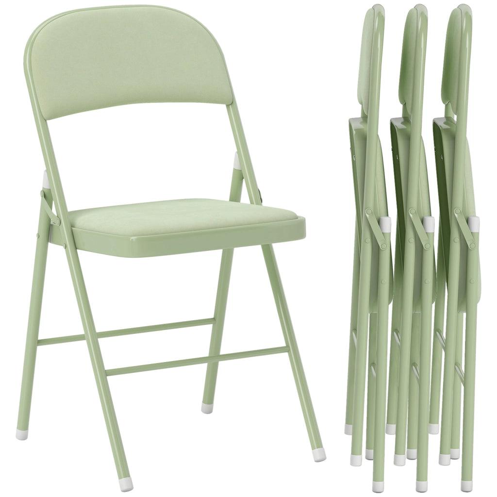 Sedia da Pranzo Pieghevole con Schienale Imbottito ¨C ZephMum ¨C Verde Velluto, Struttura in Metallo