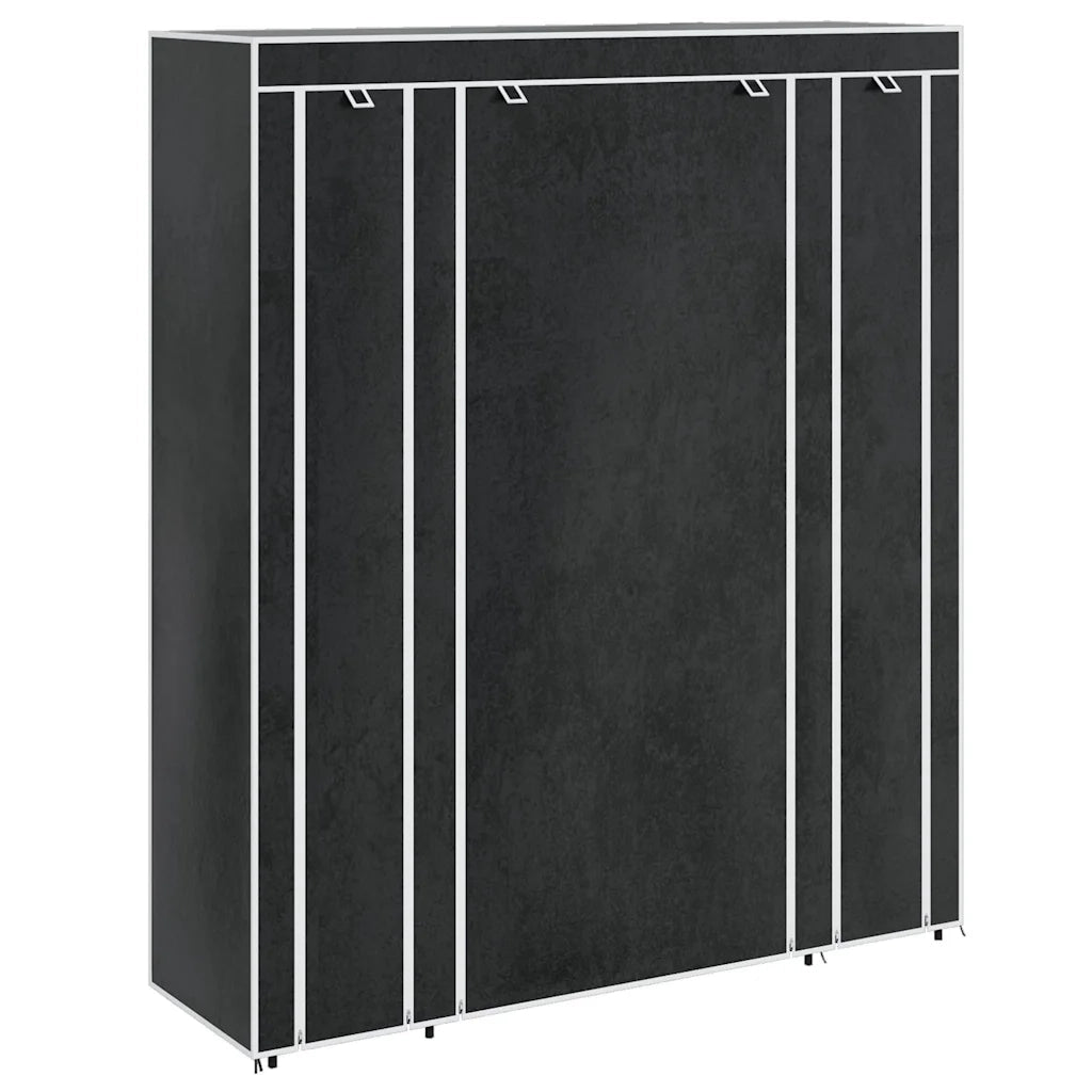 Armadio in Tessuto con Scomparti e Aste 45x150x176 cm Nero 240495