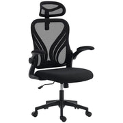 SEDIA DA UFFICIO ERGONOMICA CON BRACCIOLI RIBALTABILI, SUPPORTO LOMBARE E POGGIATESTA REGOLABILE, NERO