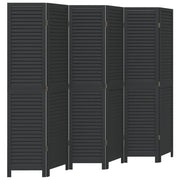 Divisorio Ambienti 6 Pannelli-Set di 6 pannelli Paravento Nero Legno Massello di Paulownia