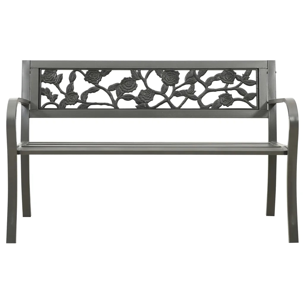 Panchina da Giardino 125 cm in Acciaio Grigia 312038