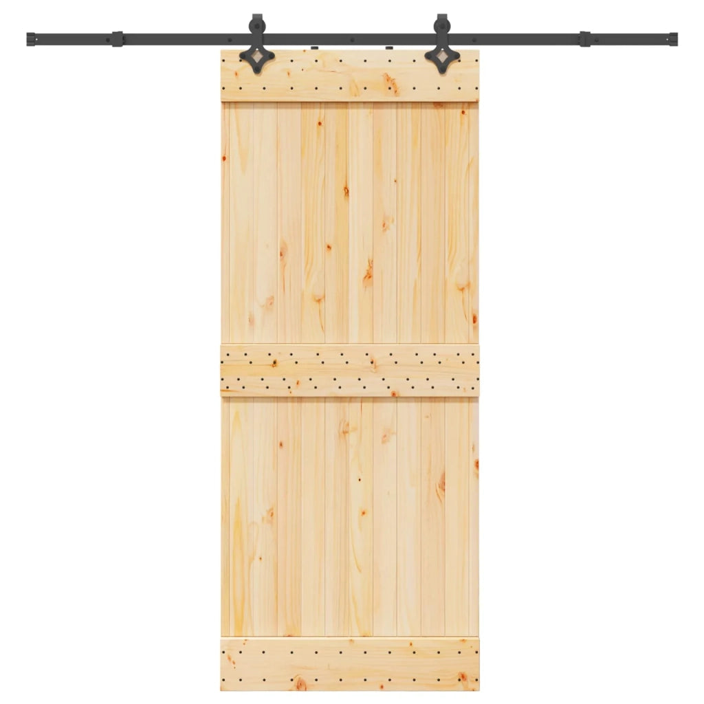 Porta scorrevole NARVIK Naturale e Nero 85 x 210 cm (213,5 cm) 3445283