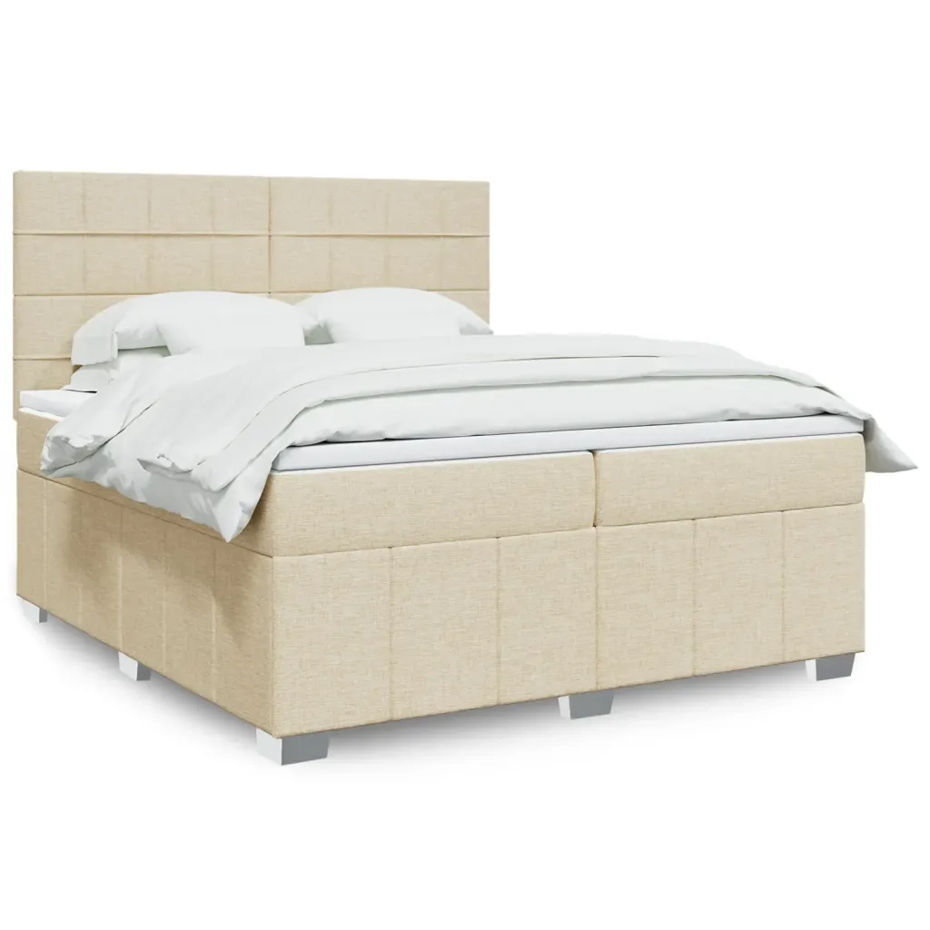 Giroletto a Molle con Materasso Crema 200x200 cm in Tessuto 3291780