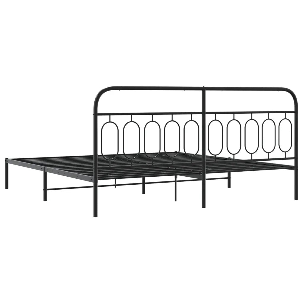vidaXL Giroletto con Testiera in Metallo Nero 200x200 cm