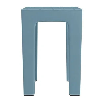 Sgabello bagno Lello multiuso turchese cobalto effetto legno