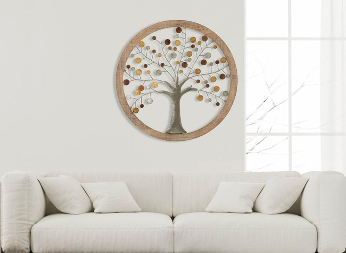 Pannello da Muro Albero della Vita Mirror New Ø80x2 cm in Ferro e MDF