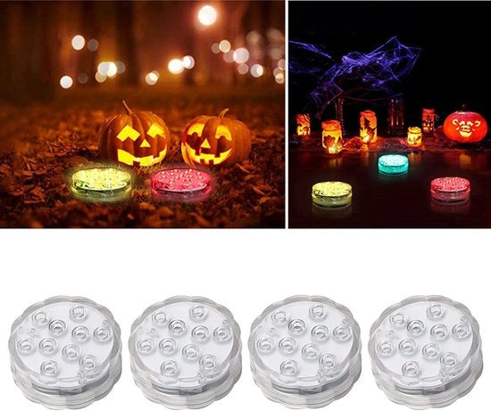 4 Set di Lampade Subacquee IP68 a LED RGB con 16 Colori Cambiabili, Acqua-Resistenti per Piscine, Acquari, Fontane e Decorazioni di Piscina con Comando a Infrarossi a 24 Tasti.