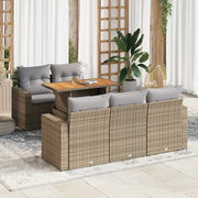 Set Divano da Giardino 6 pz con Cuscini Beige in Polyrattan 3326992