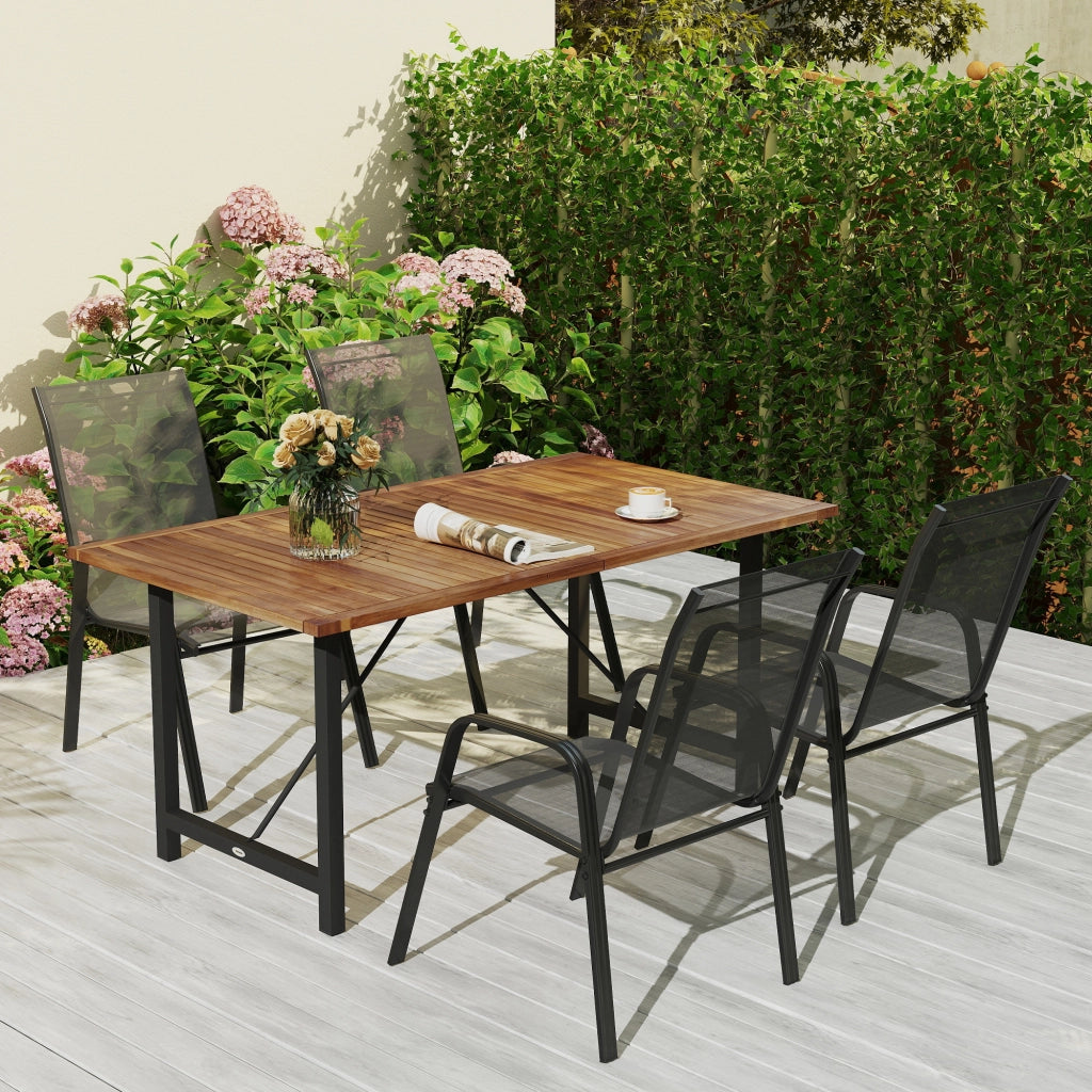 Tavolo da pranzo da giardino in legno di acacia e acciaio ¨C zephmum ¨C teak 160x90 cm