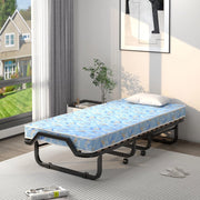 Letto Pieghevole 90 x 200 cm per Adulti e Ospiti, Con Materasso, 4 Ruote e Rete a Doghe - Singolo da Viaggio