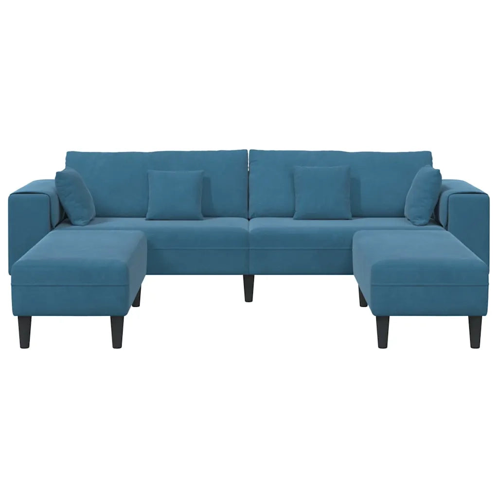 vidaXL Divano in Velluto con cuscino 3 pcs Blu 208 cm Velluto