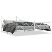 Letto matrimoniale | Letto per adulti | Giroletto con Testiera e Pediera Metallo Bianco 200x200 cm