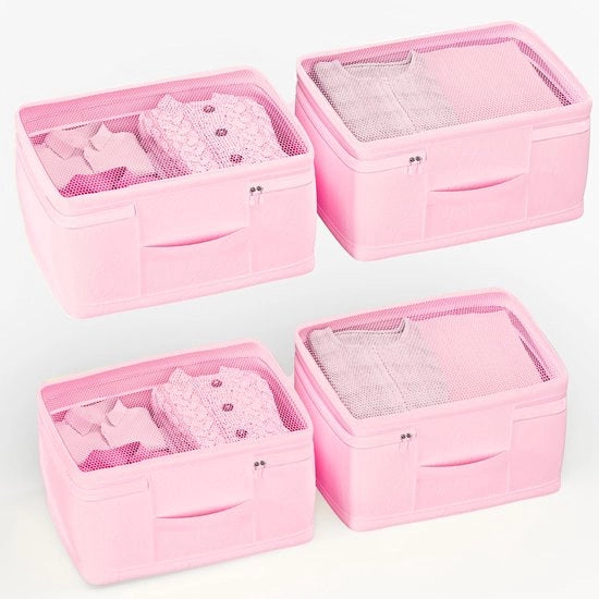 Organizzatore di cassetti per armadio da 4, 4×20L organizzatore pieghevole a cassetti, armadio, scatole per stoffa, utilizzo modulare per tavolo di vestiario (rosa 20L/4 pezzi)