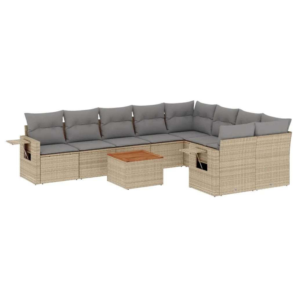 Set Divano da Giardino 10 pz con Cuscini Beige in Polyrattan 3224722