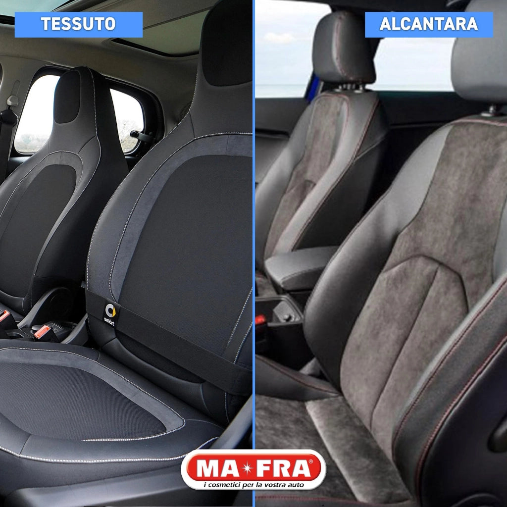 Trattamento Tessuti 3 in 1 Detergente Smacchiante e Ravvivante per Sedili e Tappezzeria Auto in Tessuto o Alcantara 500 ml Ma-Fra