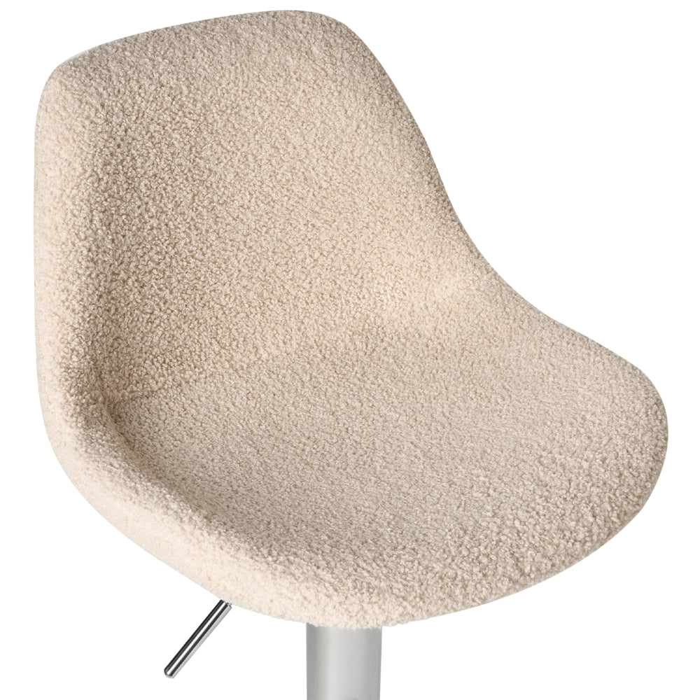 Set di 2 sgabelli da bar girevoli in tessuto beige chiaro con seduta imbottita stile moderno