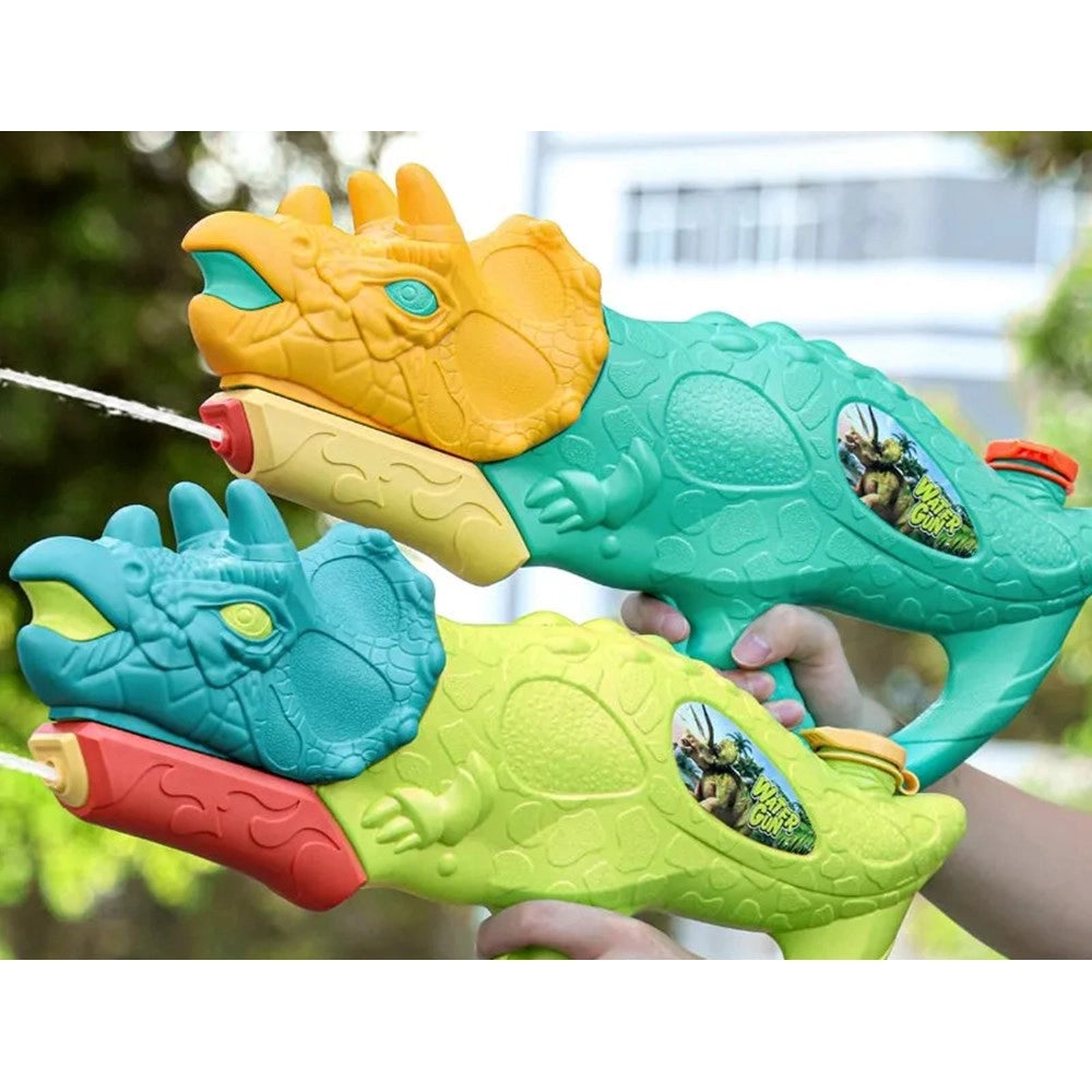 Trade Shop - Pistola Ad Acqua Per Bambini A Forma Di Dinosauro Triceratopo 28.5cm Gioco Estivo 618571 -