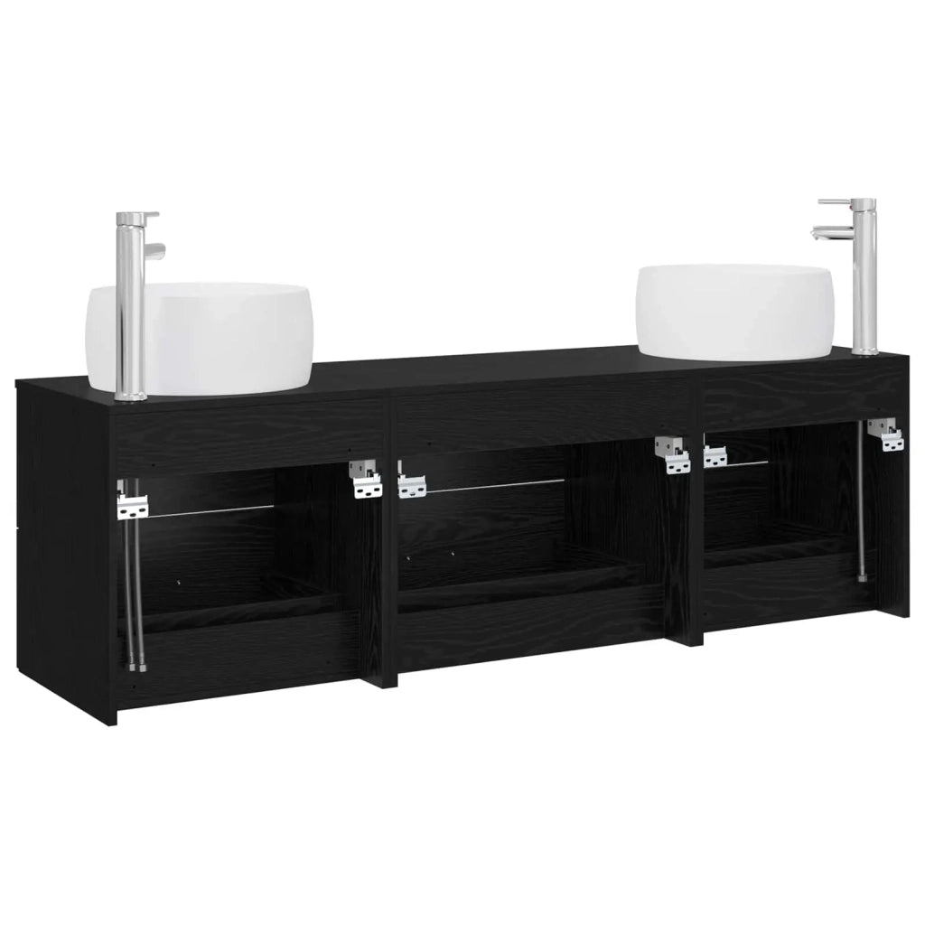 Set di mobili per il bagno 3 pz Nero 49,5 x 44,5 x 66 cm 3405916