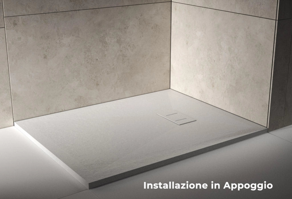 Piatto Doccia 90x120 cm Effetto Pietra Stone Bianco