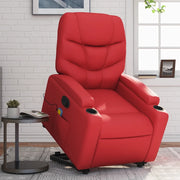 Poltrona Alzapersona Reclinabile Massaggio Rosso in Similpelle 3204670