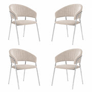 Set da 4 sedie Aurelia in velluto grigio tortora con gambe in ferro cromato