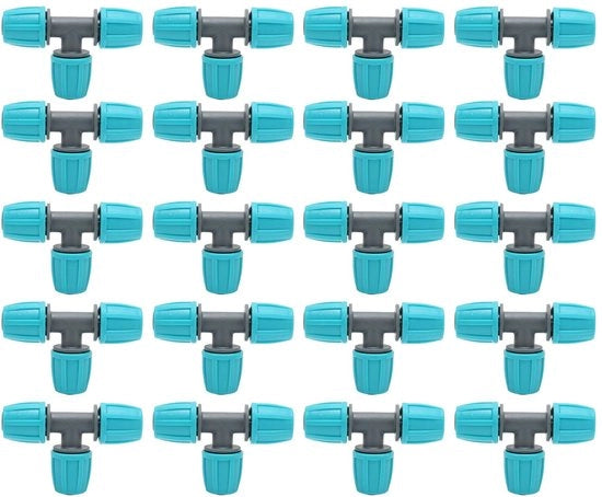 Connettori di Irrigazione a Gocce 20 Pezzi - 16mm T-Connessione - Connessione per Giardino - Coltivazione - Case Verdi - Materiale PE - 550g Peso - Connessione per Giardino