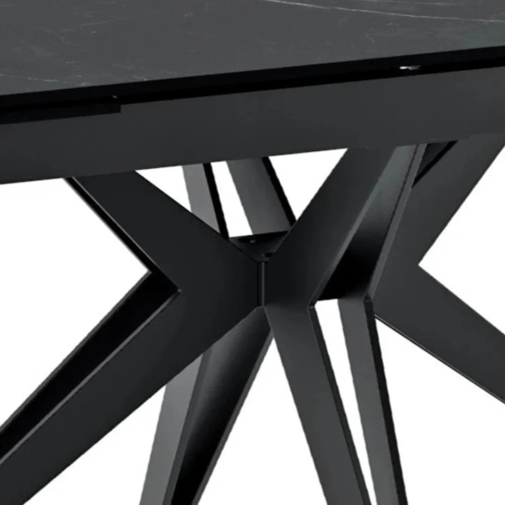 Tavolo da pranzo allungabile in ceramica effetto marmo nero Caesar 160-240x90 cm fino a 10 posti | Duzzle